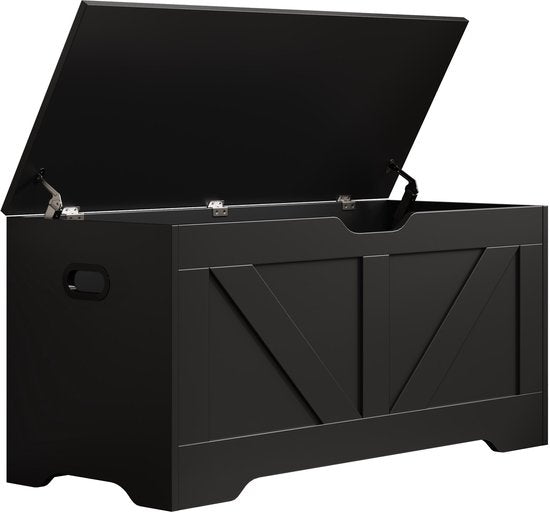 VDD - Opbergkist - Opbergkist hout - Opbergbox - Speelgoedkist - Dekenkist - Opbergkist binnen - zwart - groot - 100 x 40 x 46 cm