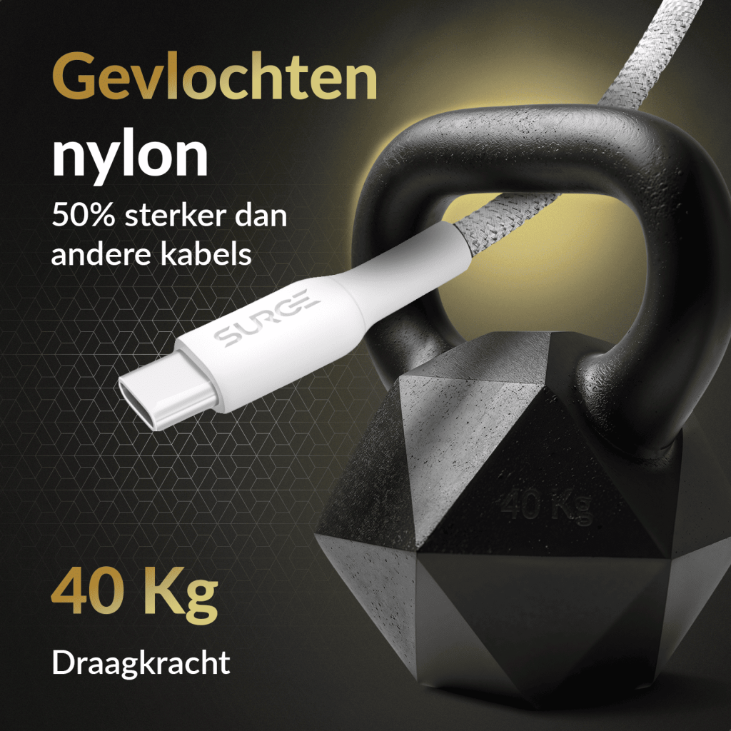 Surge USB-C naar Lightning Oplaadkabel - 2 Meter - Wit - 27W