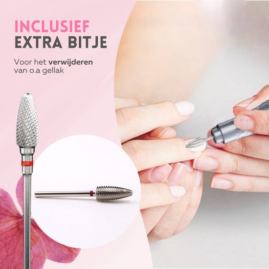 Beeperfect® Draadloze Elektrische Nagelvijl Pro Edition - Nagelfrees - Manicure en Pedicure set - Oplaadbaar - 11 Bitjes en 60 Schuurrolletjes - 30.000RPM