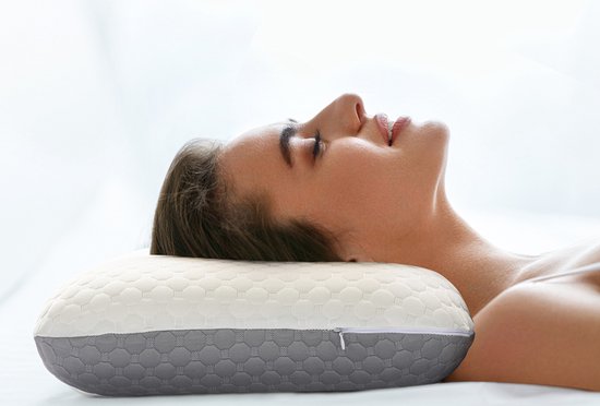 Antibacterieel Dual Memory Foam Hoofdkussen - Polyester - 60 x 40 x 10 cm
