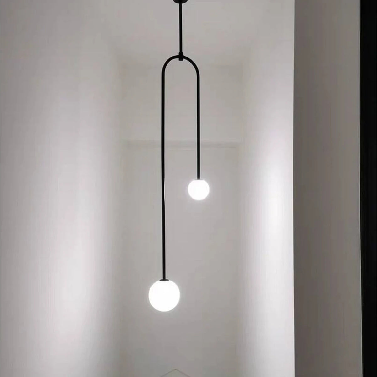 Homary Moderne Pendellamp Zwart met Glaskogel - 2-Lichts U-Vormig