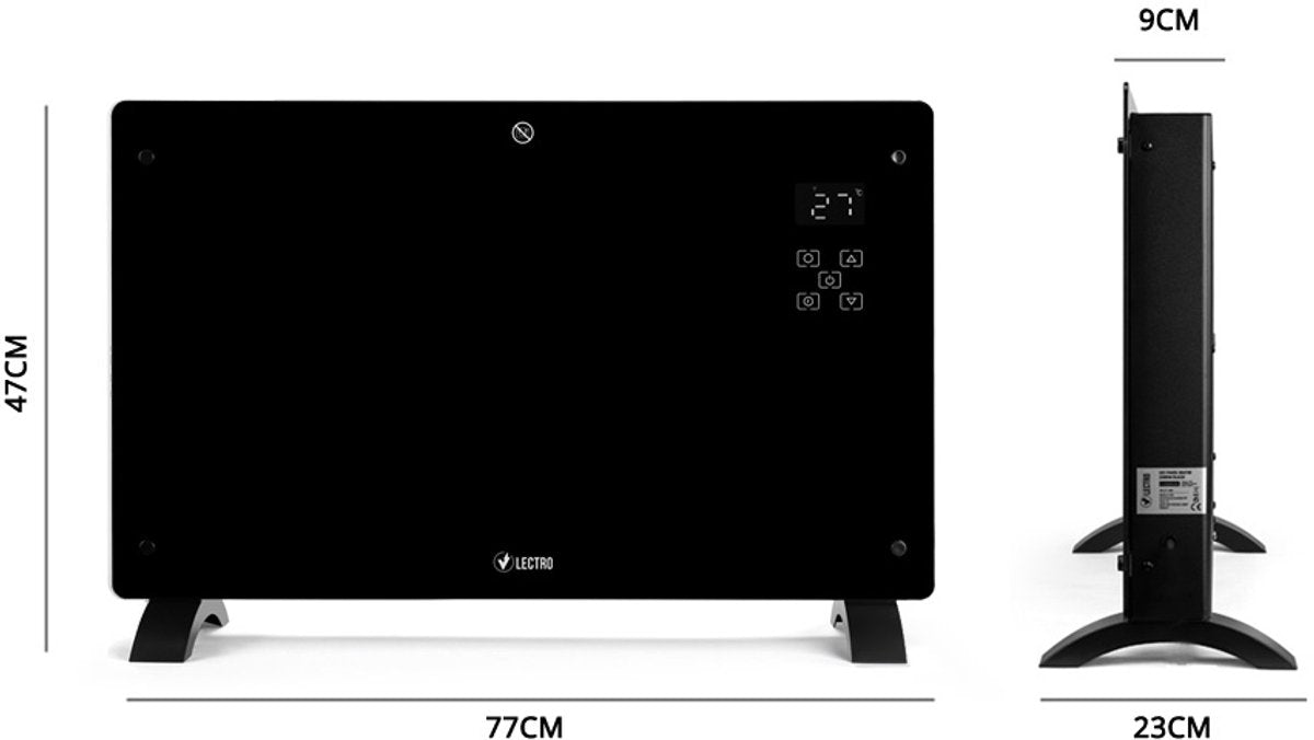Vlectro - Slim verwarmingspaneel met instelbare timer - Zwart