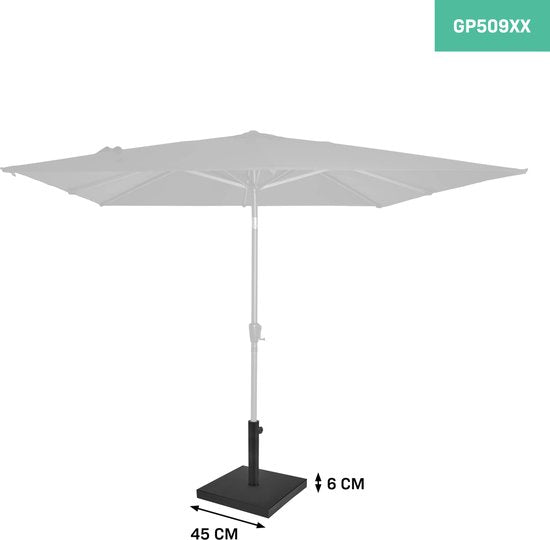 VONROC parasolvoet Rosolina – Metalen parasolvoet met betonnen vulling – 45x45cm - 26 kg - Voor stokparasols