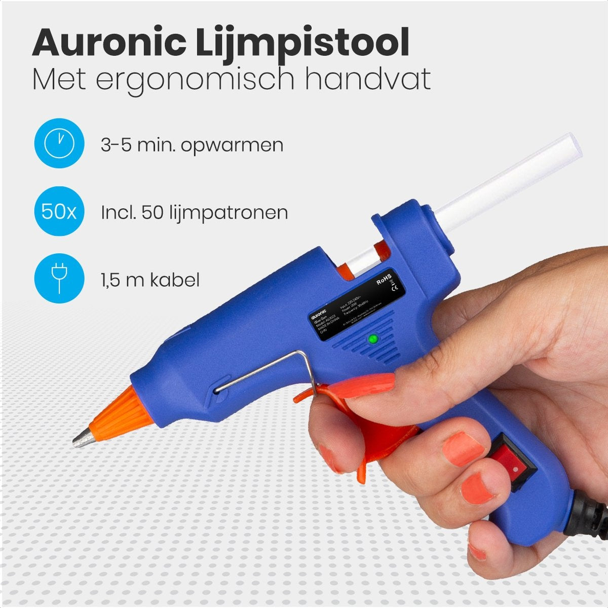 Auronic Lijmpistool - met 50 Lijmpatronen - 20W