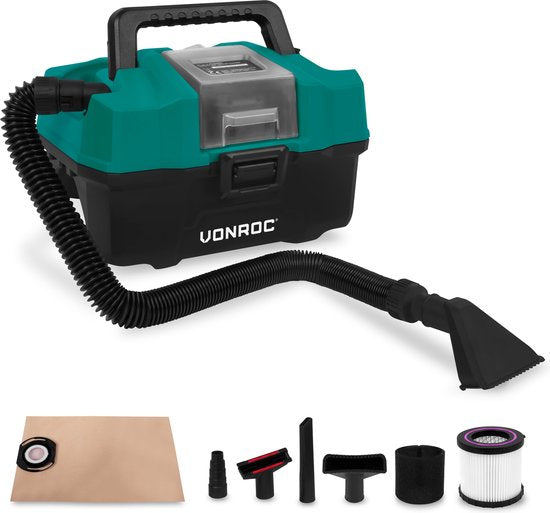 VONROC Compacte alleszuiger / stofzuiger - 20V - Incl. Diverse accessoires – Zonder accu & lader