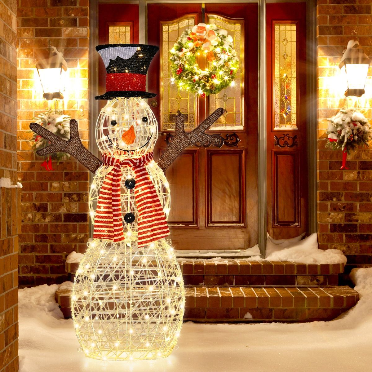 Coast Verlichte Sneeuwpop - 80 LED-lampjes - Inclusief grondpennen en kabelbinders - 66 x 14 x 110 cm