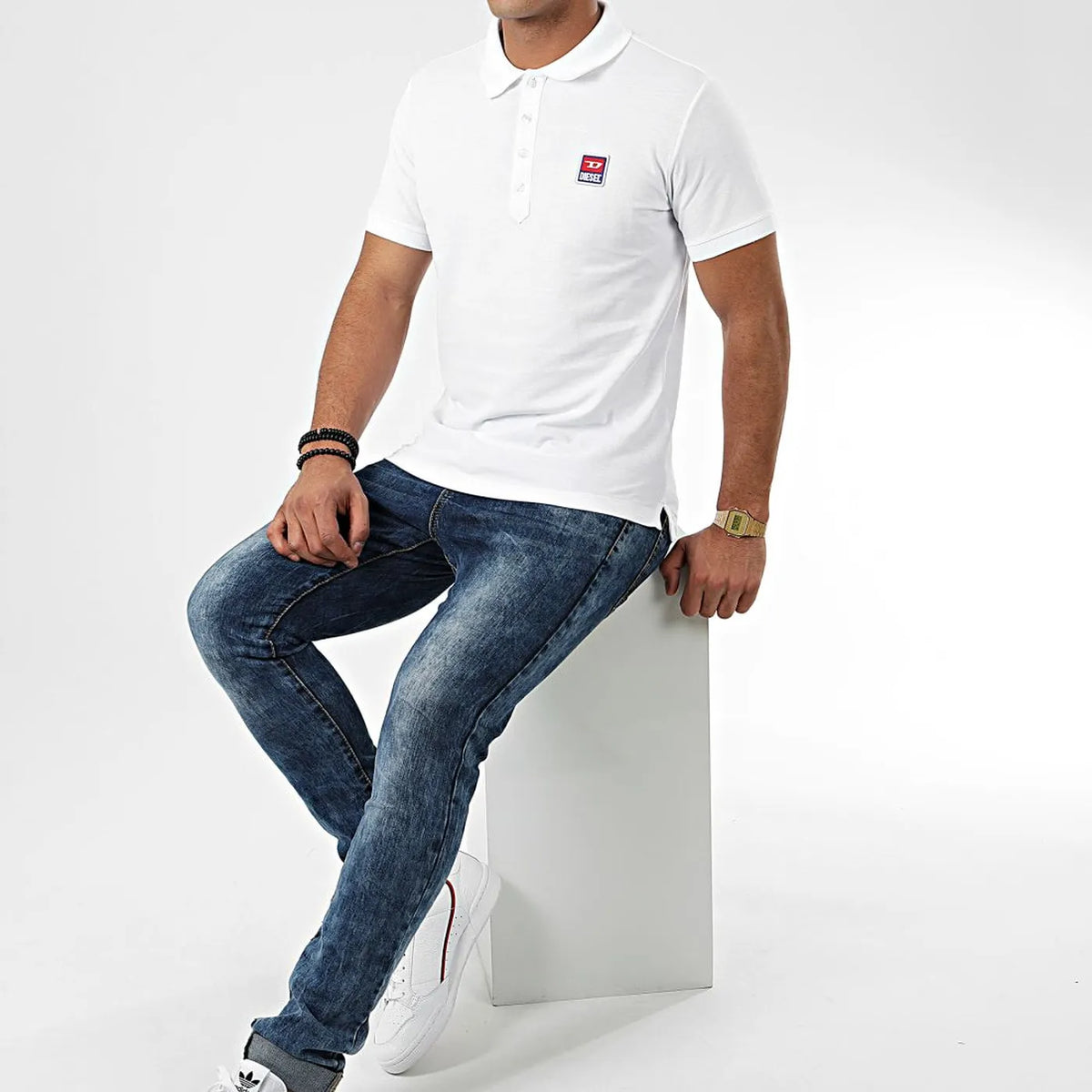 Diesel T-Smith 250205 Polo - 100% Katoen - Getailleerde Pasvorm - Wit - Maat S