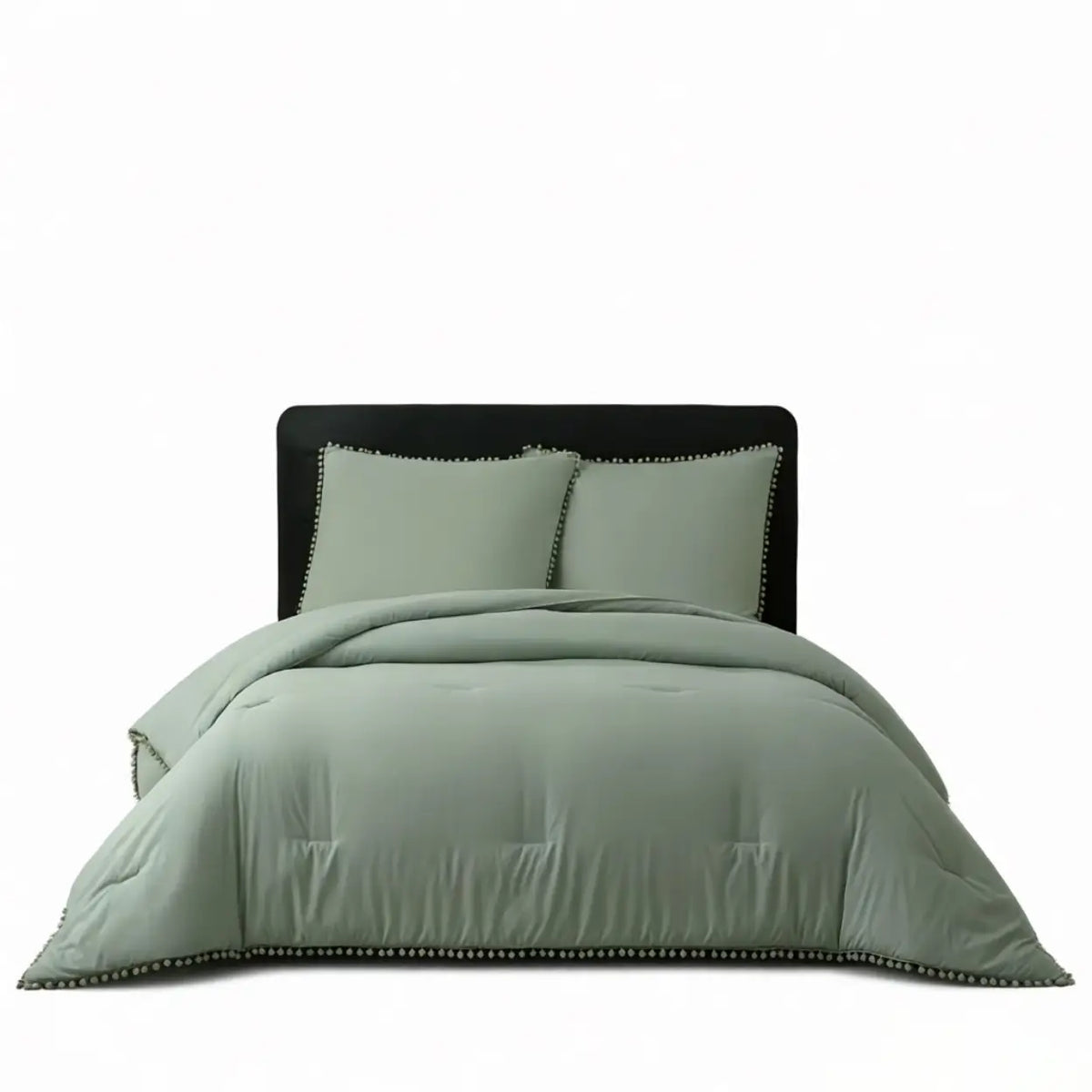 Meeallhome Dekbedovertrek Set met Pom-Pom Franjes - 200x220 cm + 2x 80x80 cm - Turquoise