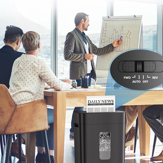 BRASQ Papierversnipperaar met Opvangbak Zwart - 20 Liter Papiervernietiger voor thuis en kantoor - Creditcard Vernietiger - P4 - 15 vel microsnippers 4 x 38 mm