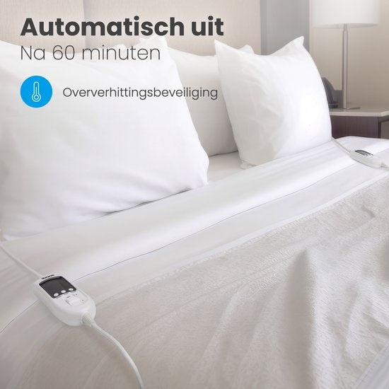 Auronic Elektrische 2-Persoons Onderdeken – Instelbare Voetzone, 9 Warmtestanden, 120W – 160 x 150 cm – Wit