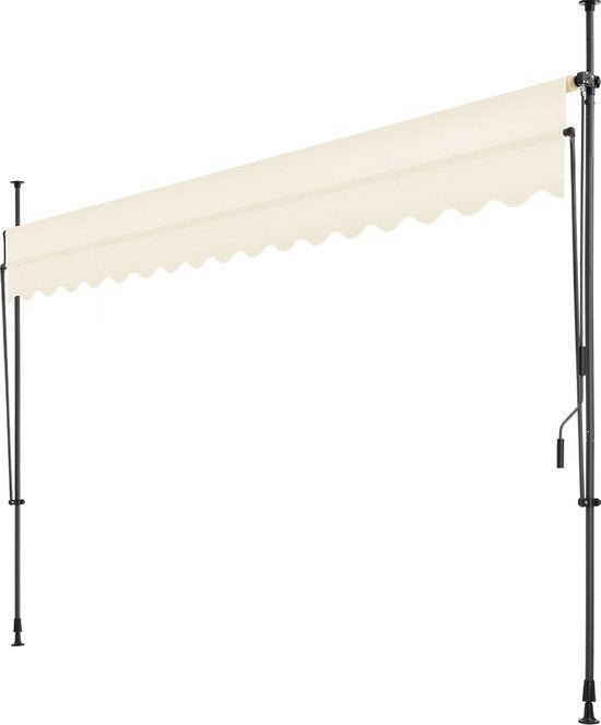tectake - klemluifel - Zonnescherm – Zonneluifel - Verstelbaar - Klem-zonwering - Zonnescherm Balkon - 400 x 180 cm - beige – zonwering