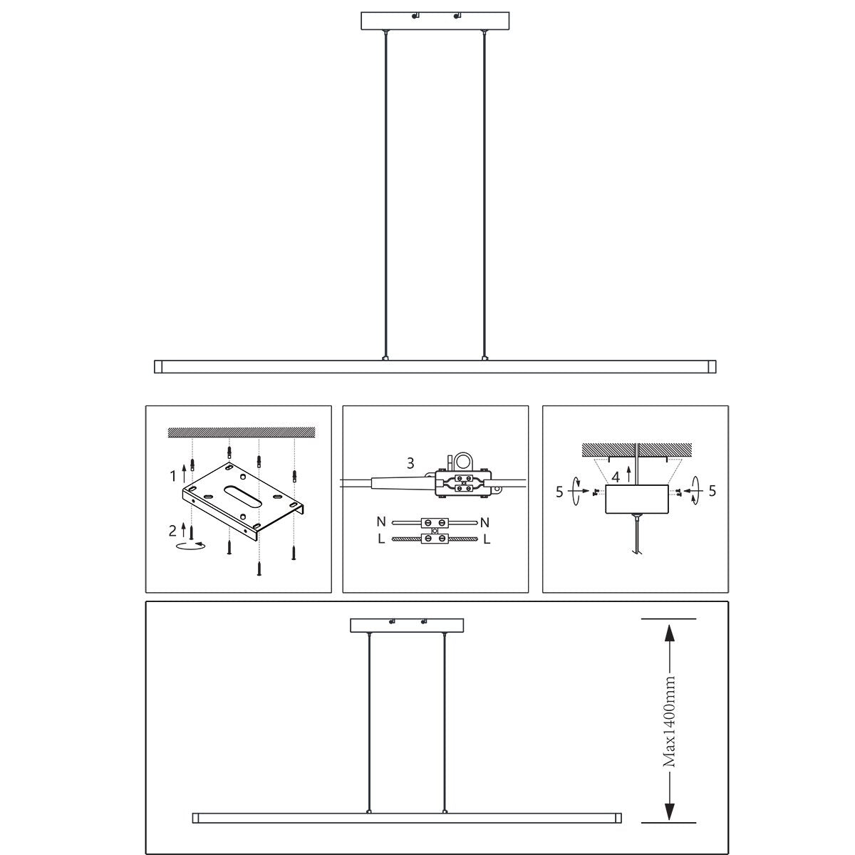 Minimalistische stalen hanglamp Danske 2745ST - 114 cm, uitschuifbaar, in hoogte verstelbaar - Mexlite