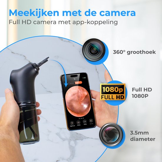 Nuvance Elektrische Oorreiniger - Oorsmeer Verwijderaar - Oorspuit - 9 Oordopjes - Oor Uitspuiten - Oorreiniging - Earcleaner
