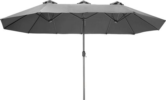 tectake® - Dubbele parasol Silia - Terrasparasol - XXL-parasol - grijs - 404256