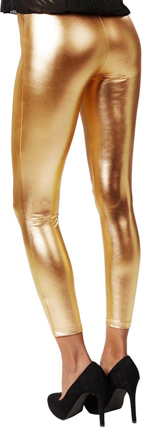 Dressforfun Metallic legging goud XXL - verkleedkleding kostuum halloween verkleden feestkleding carnavalskleding carnaval feestkledij partykleding - 303596