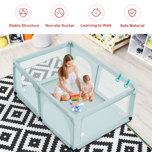 Babybox – Met 50 Speelballen & 2 Deuren – 120 x 190 cm – Blauw