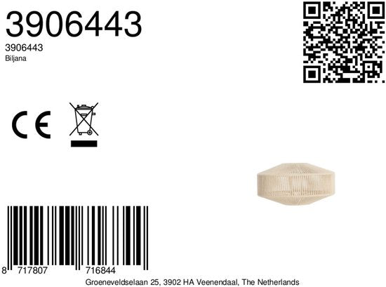 Lampenkap voor plafondlamp naturel touw - Light & Living Biljana - 31cm diameter