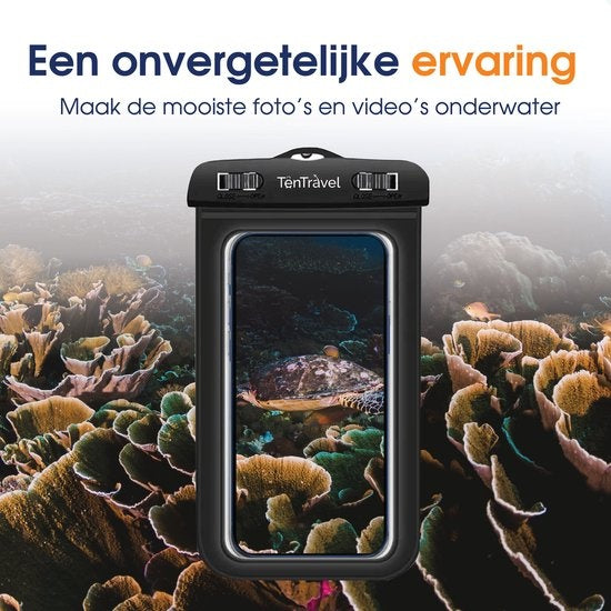 TenTravel Waterdicht Telefoonhoesje - 1 Stuk - Onderwater Hoesje Telefoon - Drijvend Telefoonzakje - Geschikt Voor Alle Smartphones - Met Nekkoord