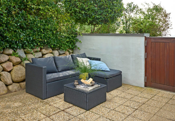 Outrium Paris – 5-Delige Loungeset – Zwart – PE-Rotan & Staal – Inclusief Kussens – 131x45x72 cm