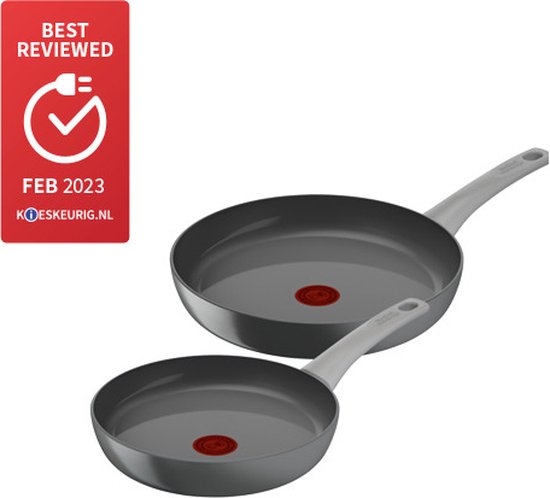 Tefal Renew ON - Koekenpannenset - Ø24 en Ø28 cm - PFAS-vrij - Keramisch - Geschikt voor Inductie
