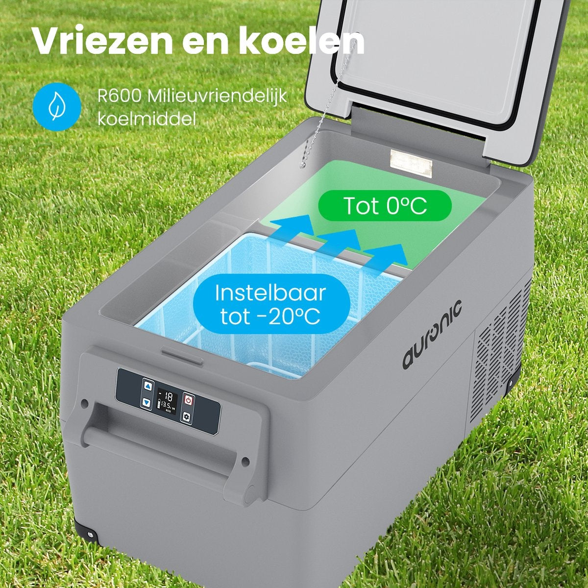Auronic Elektrische Compressor Koelbox - Coolbox - 30.4L - 12V - Grijs