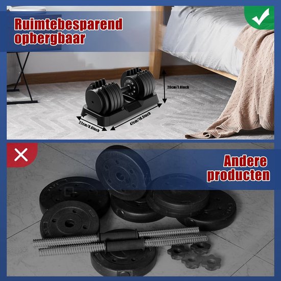 Coast Verstelbare Dumbbells - 4-25kg - 10-in-1 - Halters - Zwart