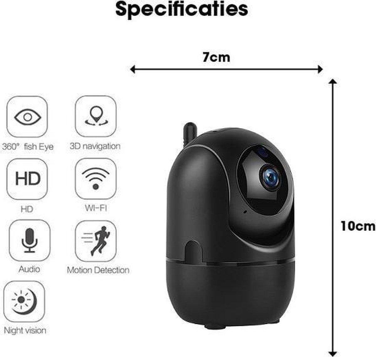 Indoor IP Camera Pro Zwart - 1080P WIFI Smart Camera - HD Night Vision