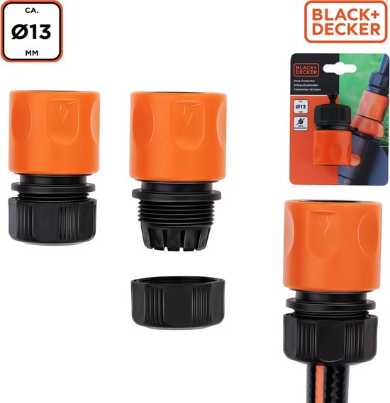 BLACK+DECKER Tuinslang Snelkoppeling - 1/2'' - ⌀13 mm - Kunststof - Zwart/ Oranje