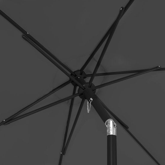 VONROC Premium Parasol Torbole – Ø200cm - Duurzame stokparasol – UV werend doek - Grijs – Incl. beschermhoes