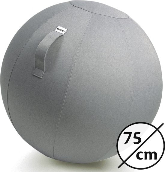 Bckz Zitbal Kantoor en Thuis 75 CM - Luxe Yoga Bal - Zitballen met Hoes - Ergonomische Bureaustoel Bal - Linnen Lichtgrijs