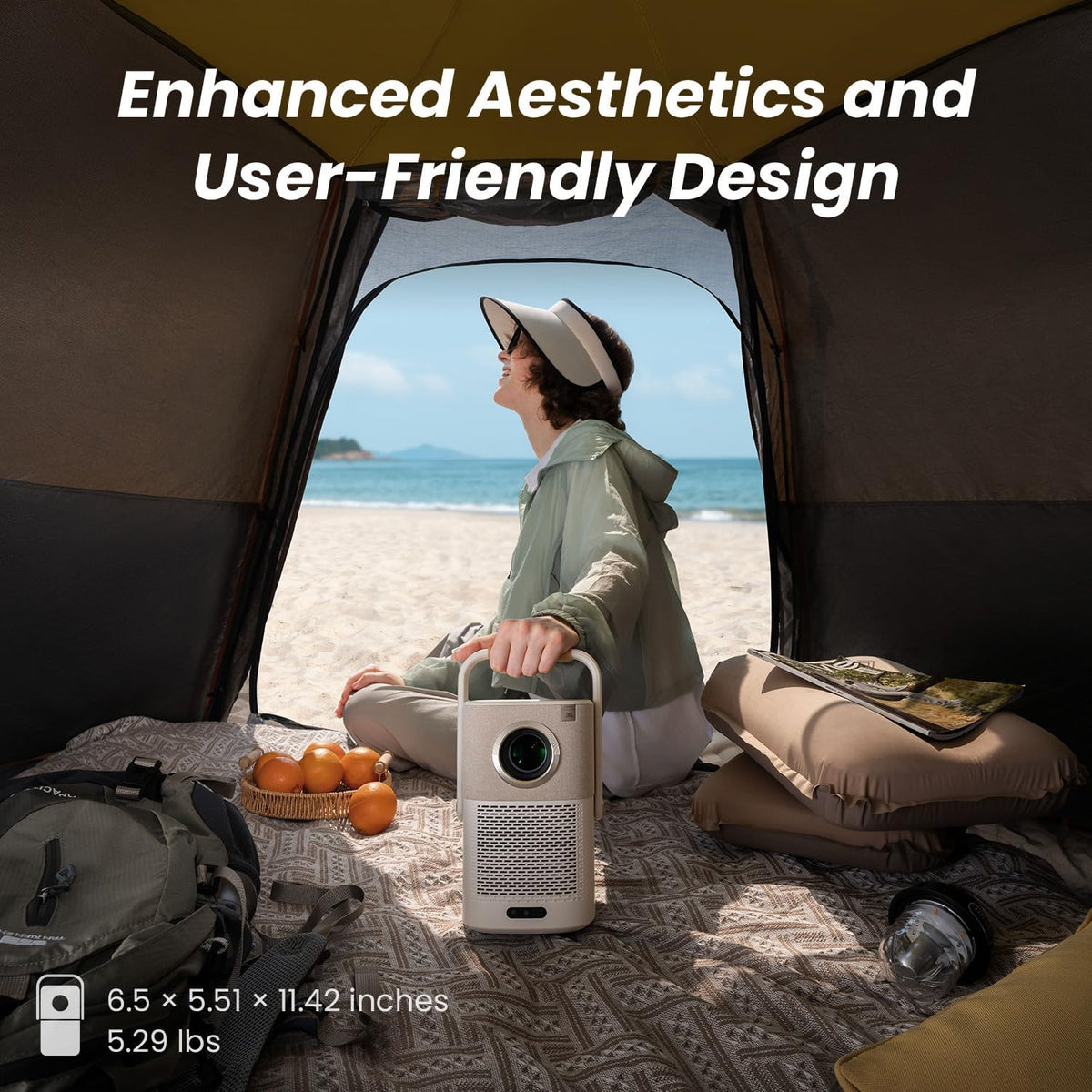 Yaber T2 Outdoor Projector - Native 1080P - WiFi 6 - JBL & Dolby Audio - Ingebouwde Batterij - Bluetooth