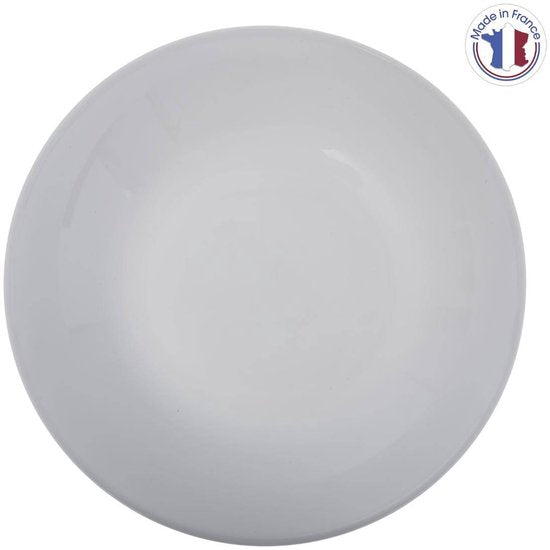 Lot de 6 Assiettes Plate Opale Blanche Coupe