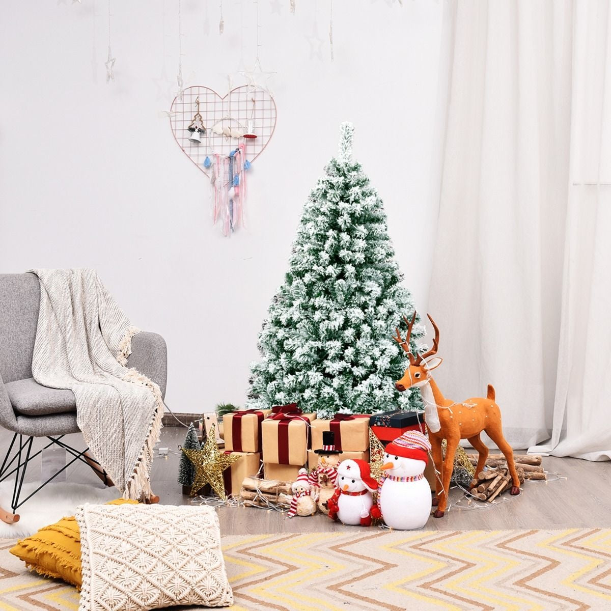 Coast Besneeuwde Kunstkerstboom met LED Wit/Groen – 79 x 135 cm – 400 Takpunten en 200 Warmwitte Lampjes