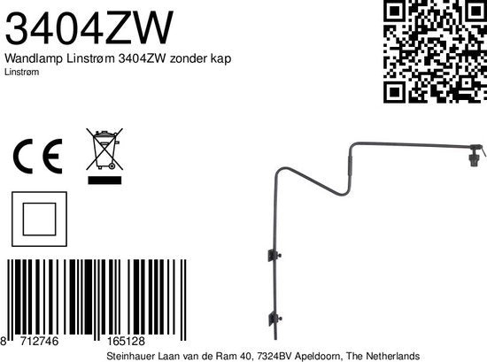 Anne Lighting wandlamp Linstrøm - zwart - metaal - 3404ZW