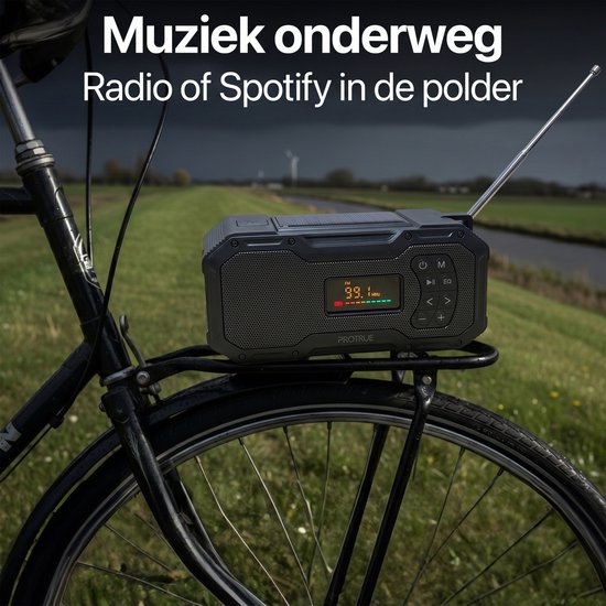 Noodradio Solar Opwindbaar - FM / AM Nood Radio - 5000 mAh Powerbank Zonneenergie - Bouwradio Speaker - Badkamer Radio - Noodpakket