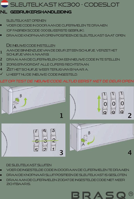 BRASQ Sleutelkast Sleutelkluis 20 sleutels met Combinatieslot - Sleutelbox, Sleutelkastje KC300 Grijs met Cijferslot