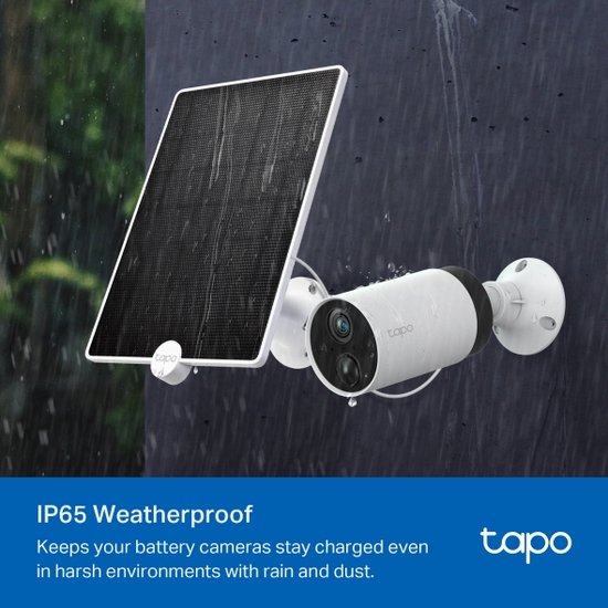 TP-Link Tapo A200-Zonnepaneel - Ontworpen voor Tapo battery camera's- 4.5W oplaadvermogen- IP65 weerbestendig - 4M kabel - 360-graden draaibaar