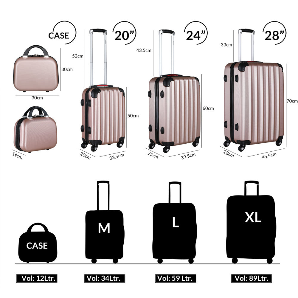 Monzana Hardcase Kofferset 4 delig - Baseline Beautycase/M/L/XL - Rosé