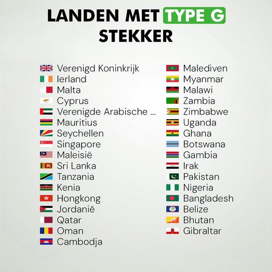 Travelhawk Reisstekker Engeland - Reisstekker UK - Type G - Ideaal voor reizen in Engeland, Schotland, Malta, Singapore, Hong Kong en Maleisië - 2 Stuks - Wit