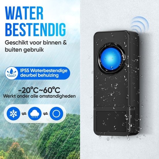Strex Draadloze Deurbel met 2 Ontvangers Op Batterij - Plug & Play - 300 Meter - 4 Volume / 58 Melodieën - IP55 Waterdicht