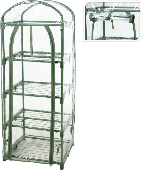 Pro Garden broeikas/kweekkas - transparant - 50 x 45 x 130 cm - 4 etages - moestuin - uv bestendig