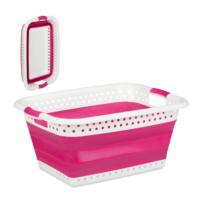 Relaxdays Opvouwbare Wasmand 50L - Rood - Plastic Kunststof