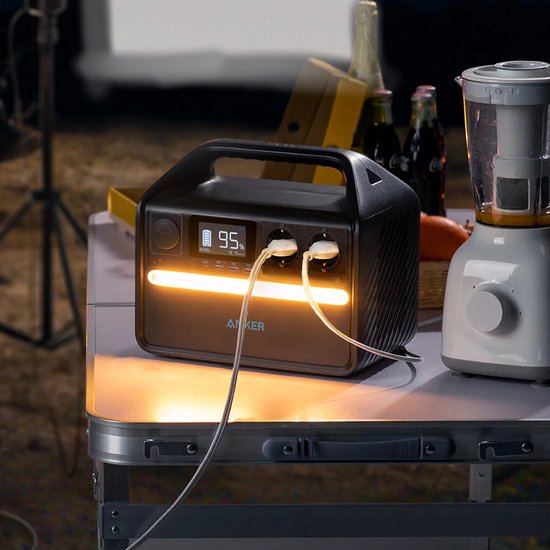 Anker 535 draagbare voeding, draagbare generator 512Wh (PowerHouse 512Wh), 500W 7-poorts buitengenerator met 2 AC-uitgangen, 60W USB-C PD-uitgang, LED-lamp voor kamperen, campers, noodgevallen en meer