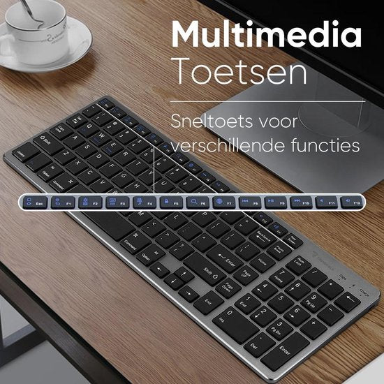 Trendfield Draadloos Toetsenbord - Bluetooth Keyboard - Stille Toetsen - Oplaadbaar - Qwerty - Space Grey