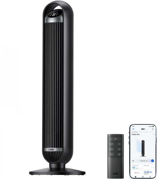 DREO Cruiser TF611S Torenventilator – 25 dB – 9 Snelheden – App, Alexa & Google Assistant