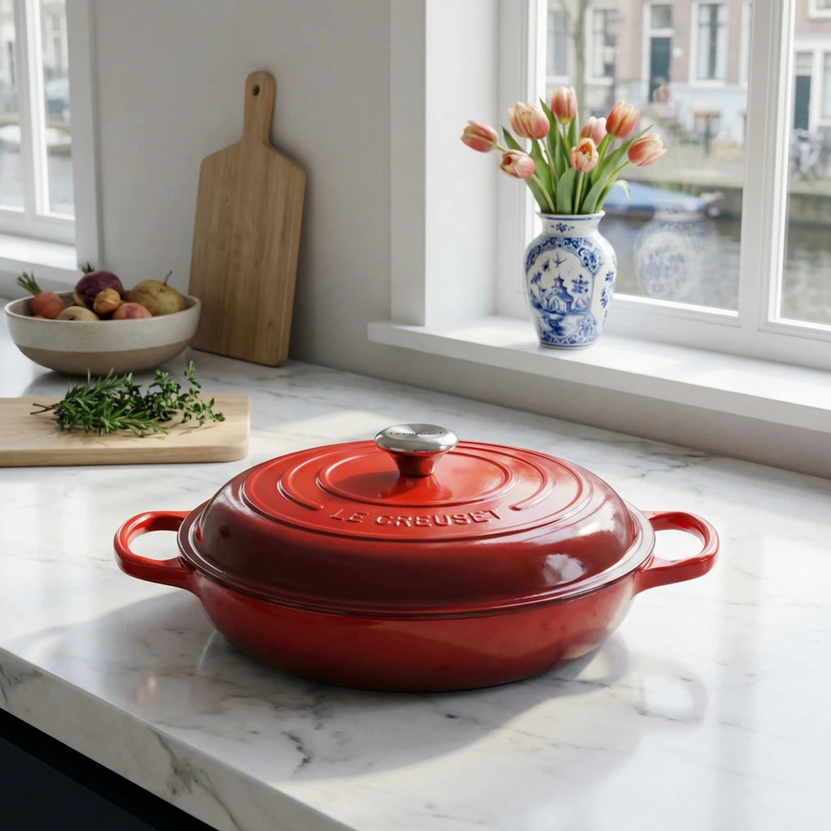 Le Creuset Lage Braadpan 30 cm – 3,5L – Gietijzer – Cerise – Voor 4 tot 6 Personen