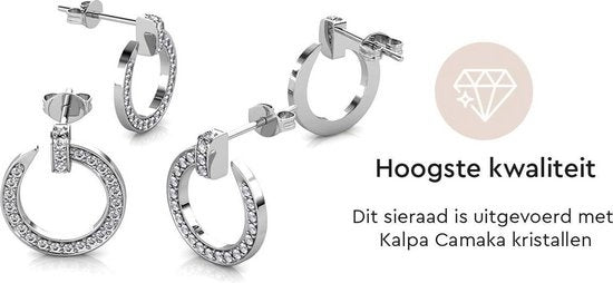 Yolora Dames Oorbellen met Kalpa Camaka Kristallen - Zilverkleurig - 18K Witgoud Verguld - Vrouwen Oorknoppen Zilver - Oorknopjes - Sieraden - Luxe Giftbox - Geschenkdoos - Cadeau doos - Exclusieve Geschenkverpakking - Mooie Cadeauverpakking