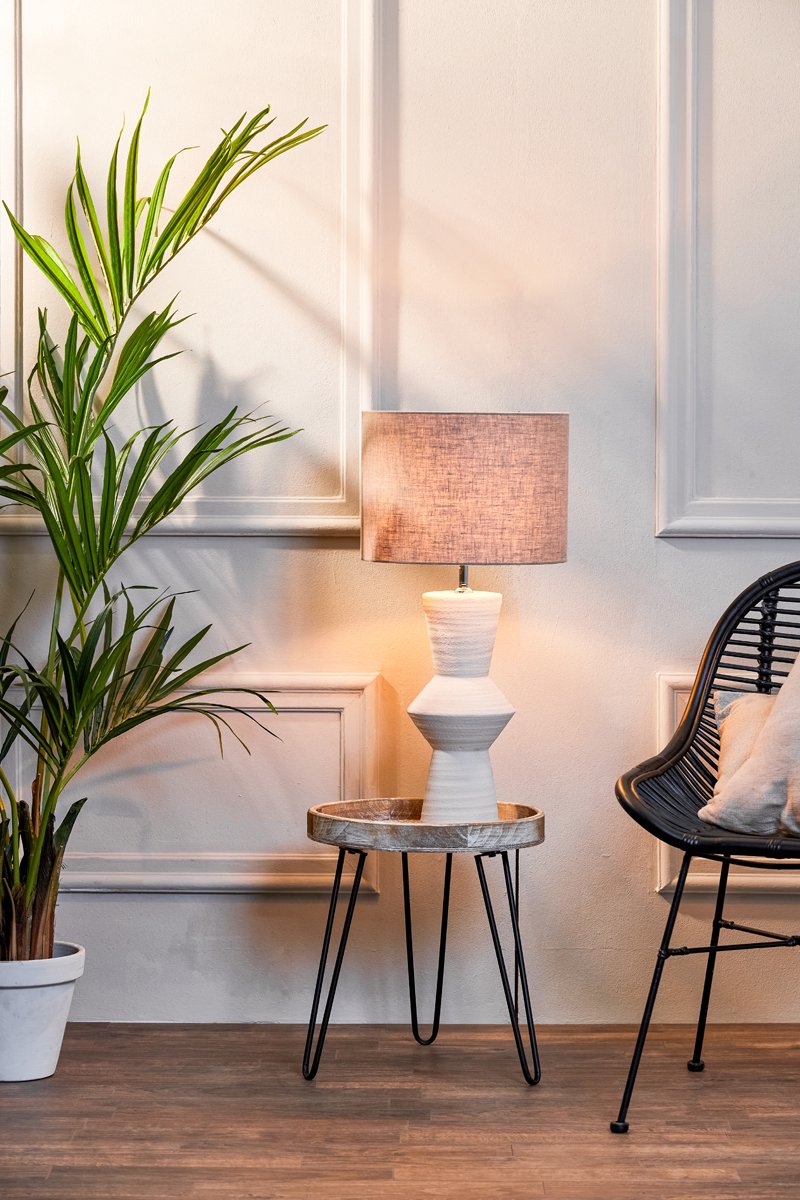 Light & Living Ayla Tafellamp – Keramische Lampvoet 51 cm – Crème – E27 (excl. lampenkap)