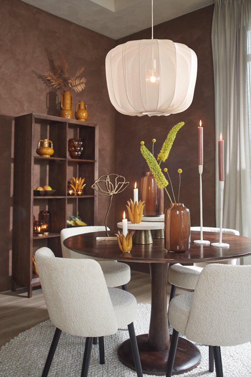 Light & Living - Hanglamp Plumeria - Ø60 cm - E27 Fitting - Modern Design - Zand Textiel & Metaal
