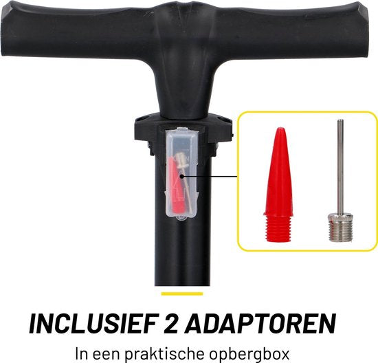 Dunlop Fietspomp met Drukmeter en Ventiel Adapter Set - Vloerpomp 180 PSI - Geschikt voor Presta Dunlop Schrader - Verloopnippels voor Fiets Auto Bal - Inclusief Opbergdoos